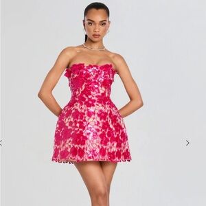 Retrofete Vibrant Pink Lace Mini Skirt